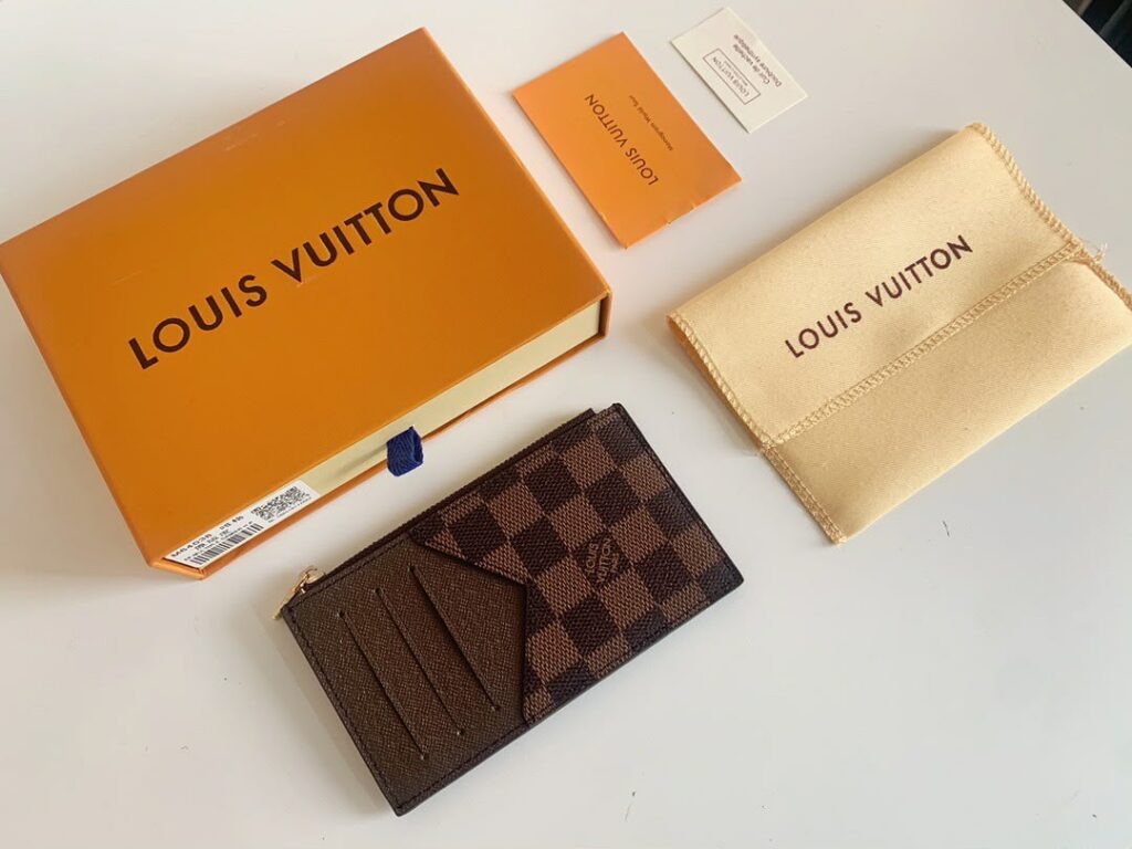 Porte-cartes en toile damier ébène