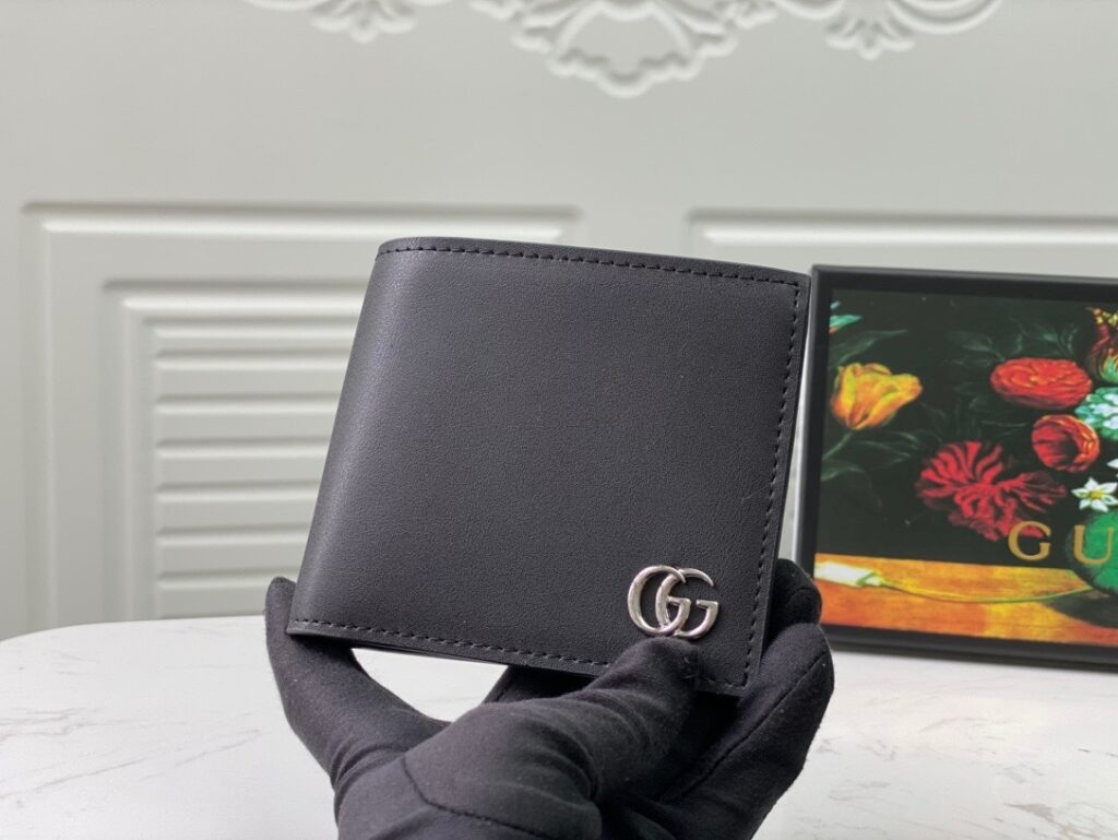 Portefeuille à rabat Marmont en cuir doux noir