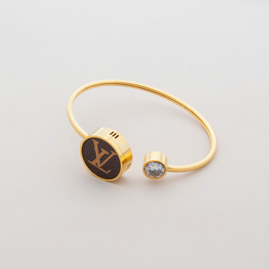 Bracelet jonc ouvert Monogram et solitaire