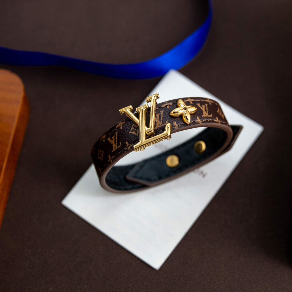 Bracelet manchette en toile Monogram avec initiales
