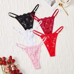 String fin en dentelle florale avec bretelles réglables à la taille