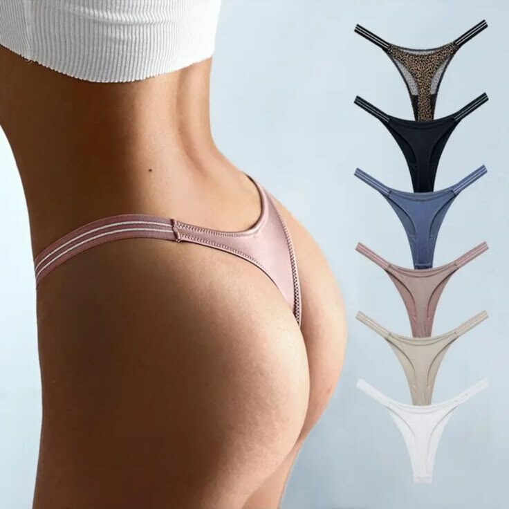Tanga sans couture avec bandes élastiques à rayures