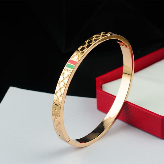 Bracelet jonc rigide motif suprême & bande Web